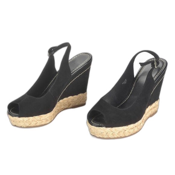 Brash Black Sling Back Open Toe Platform Shoe Size 8.5 - Picture 3 of 5